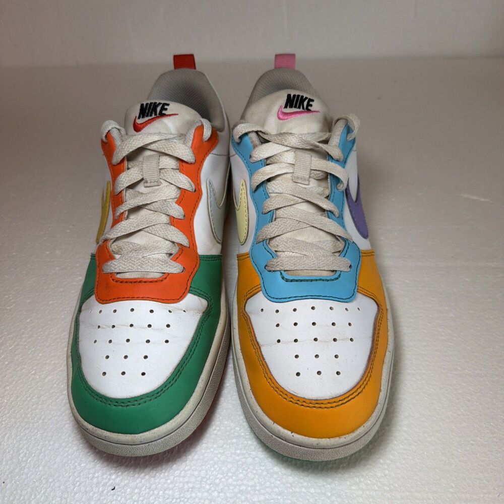 Nike Court Borough Low Kids Shoes Multicolor Colorblock Size 6.5Y Rainbow Unique